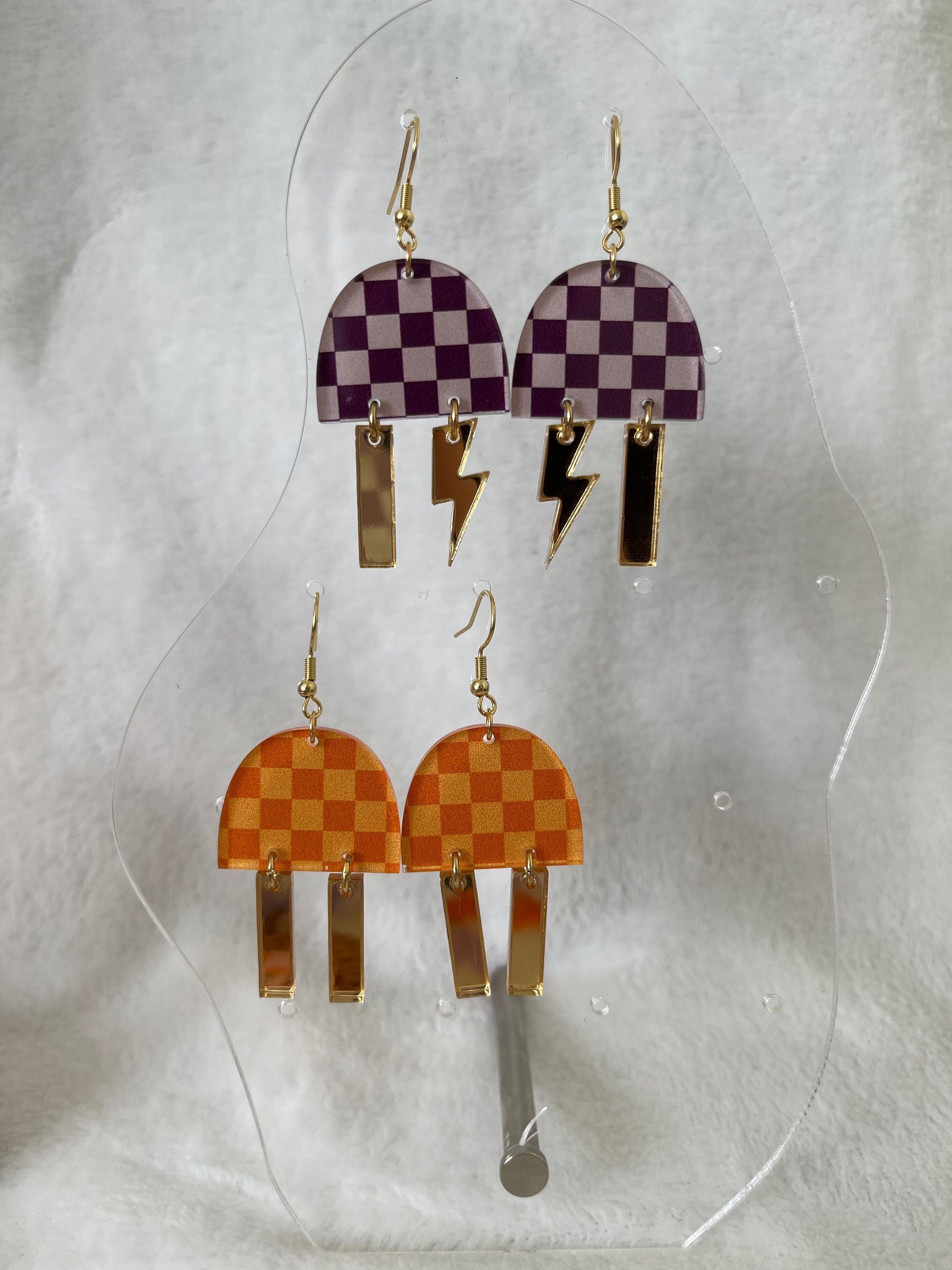 Checkered Mirror Earrings