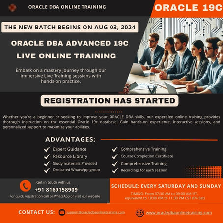 Enhance Your Career with Our Oracle DBA Training Starting August 3, 2024!