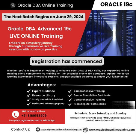 Master Oracle DBA 19c: Advanced Training Starting June 29, 2024 - Register Now!