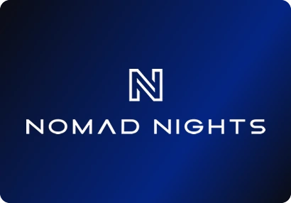 Nomad Nights logo: An N drawn in parallel lines over a thin, wide-set wordmark.