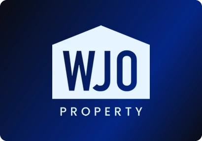 WJO Property logo: Condensed initials set inside a house-shaped block.