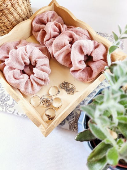 Pink fluffy scrunchies