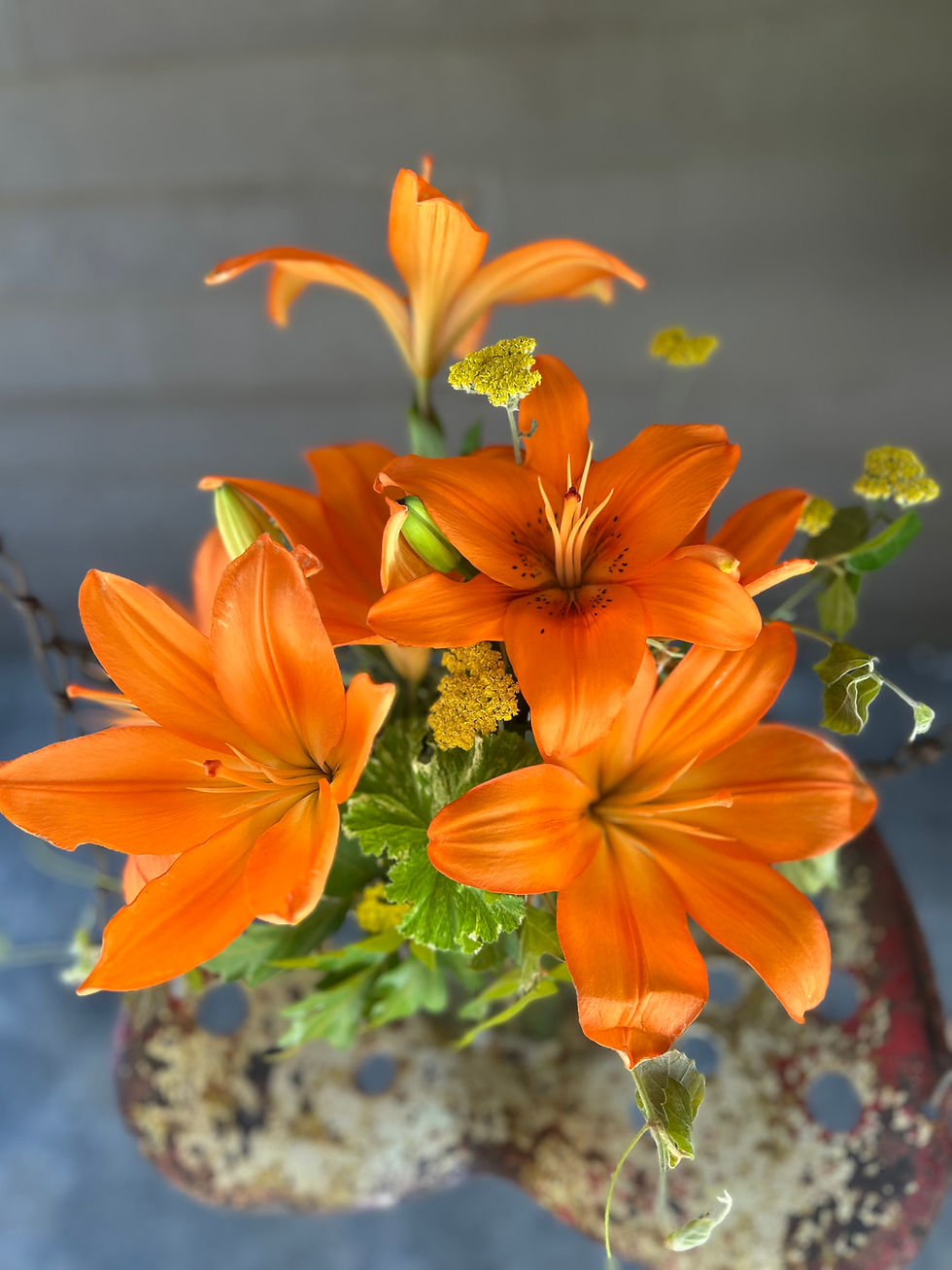 Thumbnail: Fresh Cut Flowers - Seasonal - Lily - Yarrow - Scented Geranium