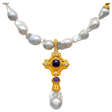 Baroque Pearl & Iolite Necklace