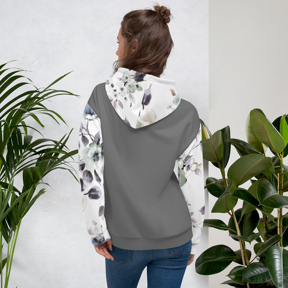 Thumbnail: Floral Watercolor Charcoal Grey Hoodie