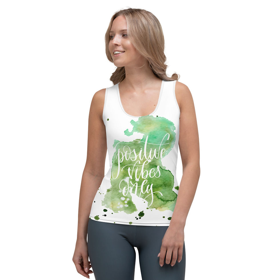 Thumbnail: Positive Vibes Only Green Watercolor Tank Top