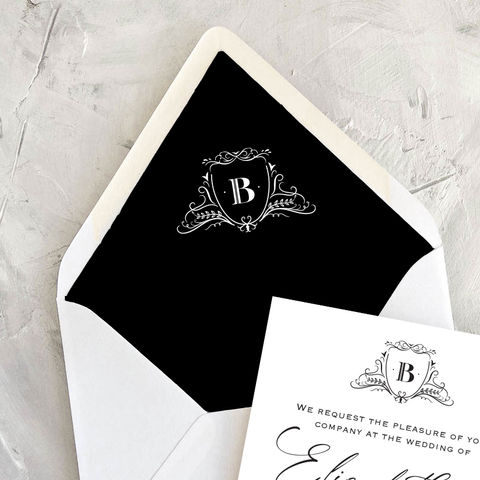 Envelope liners, floral liners, printed envelope liners, velvet envelope liners, monogram envelope liners, custom envelope liners, invitation envelope liners