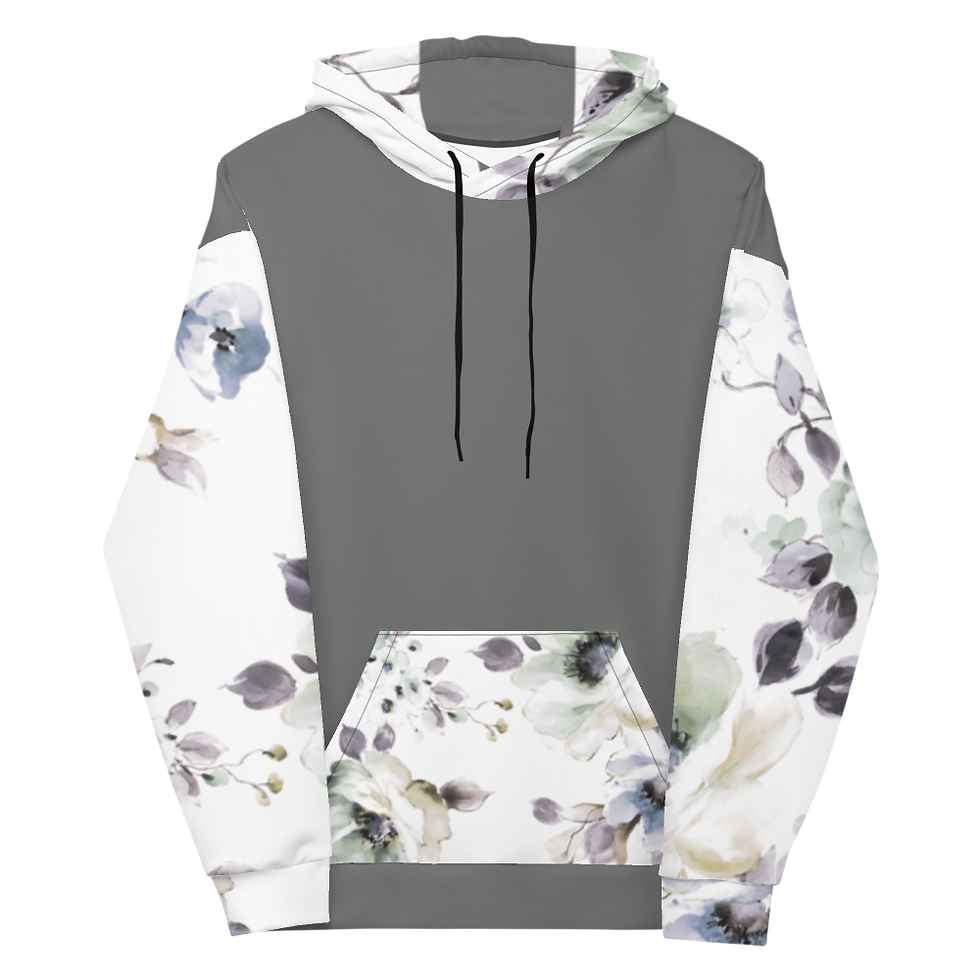 Thumbnail: Floral Watercolor Charcoal Grey Hoodie