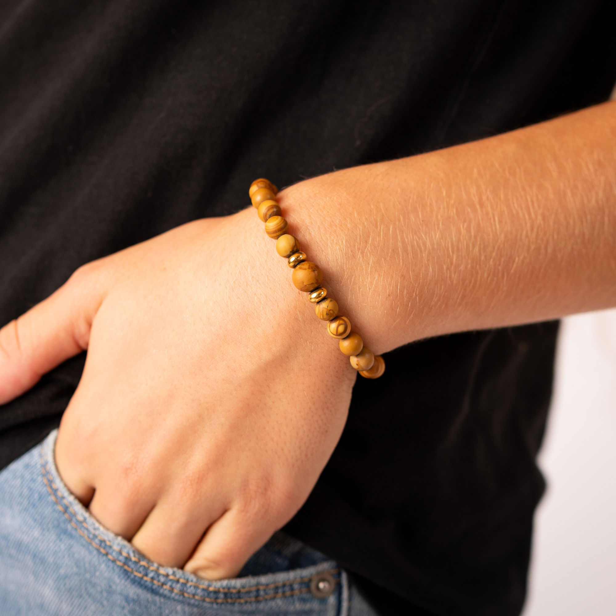 Bracelet en Bois fossilisé - Pierre d’ancrage et de stabilité intérieure