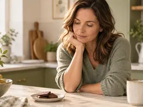Femme observant calmement une envie de manger dans une démarche ACT appliquée à la perte de poids