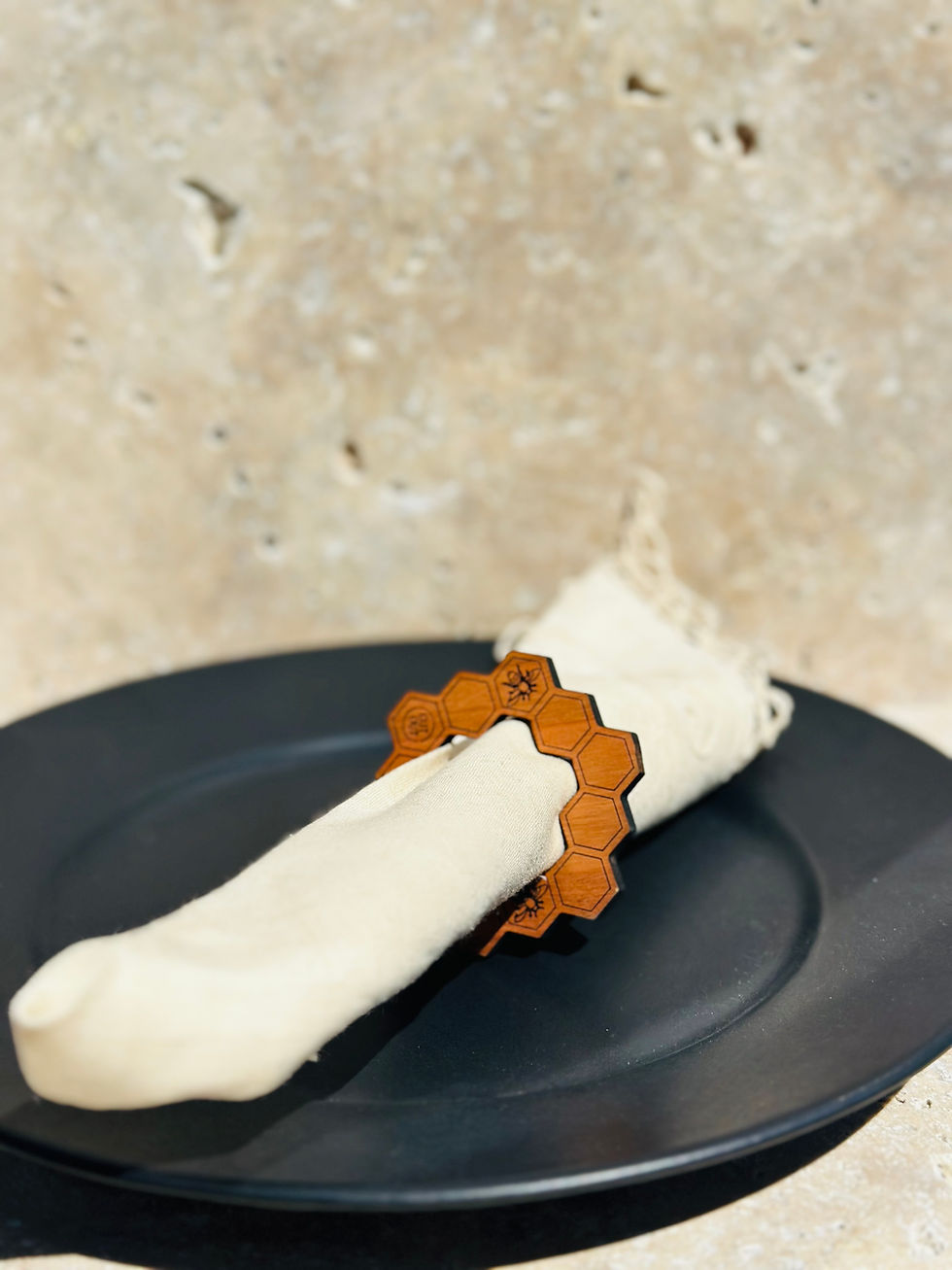 Miniatura: Argolas de guardanapos favo de mel