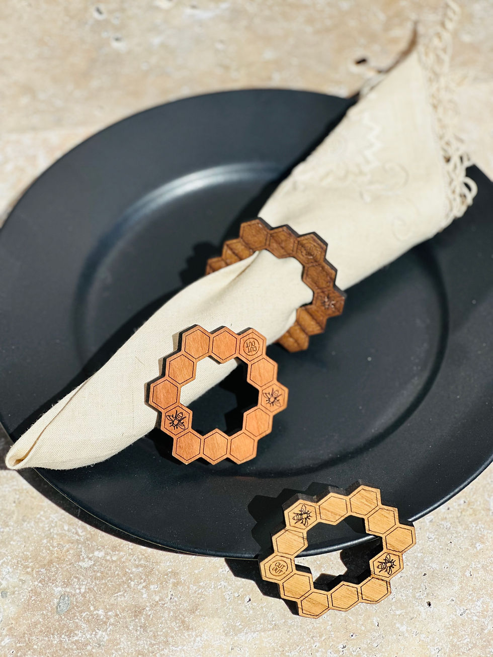 Miniatura: Argolas de guardanapos favo de mel