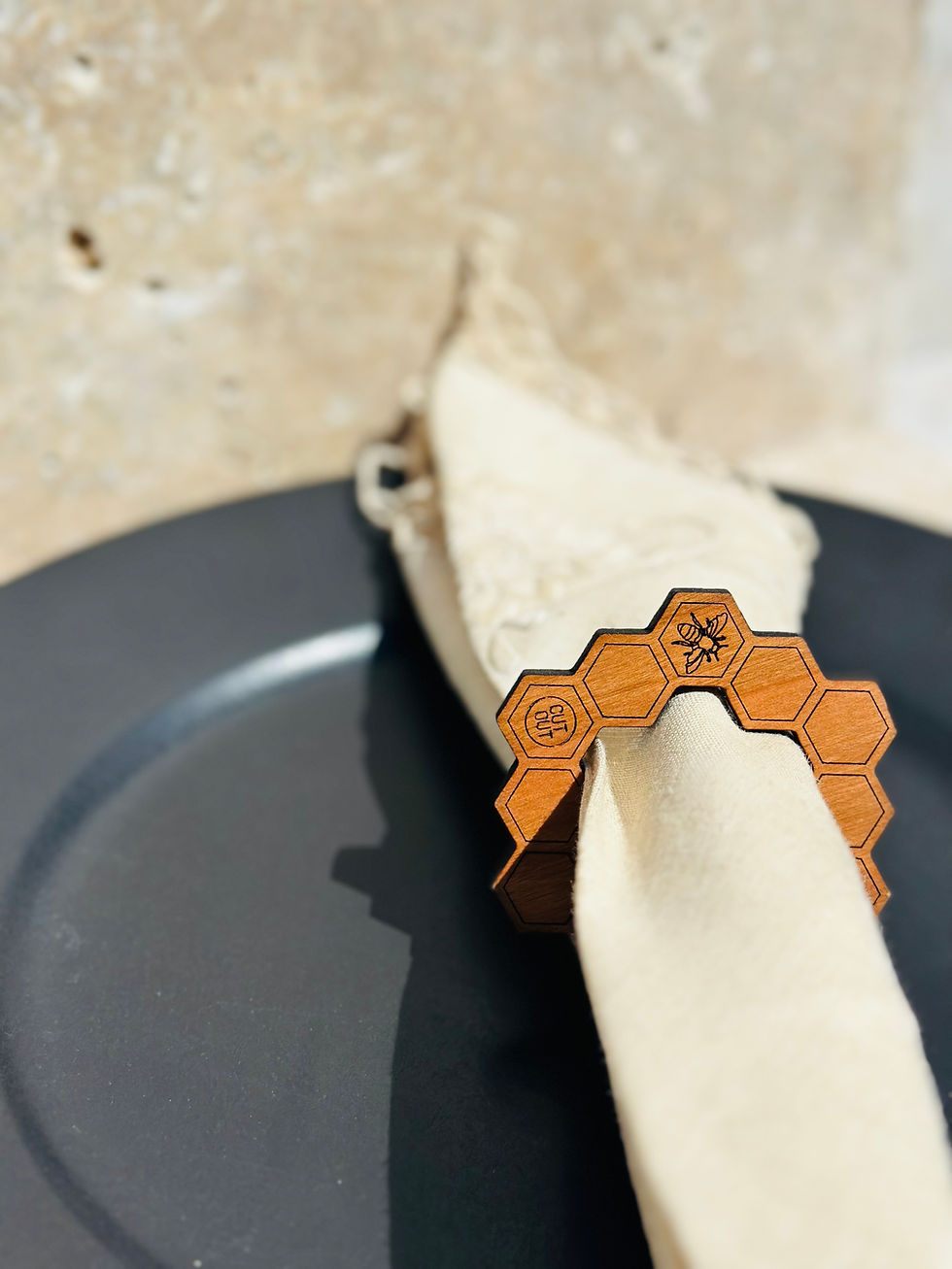 Miniatura: Argolas de guardanapos favo de mel