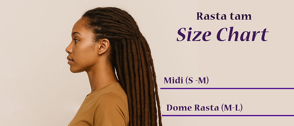size chart for dome rasta tams hats for dreadlocks by purple party designs