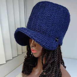 navy blue tall rasta hat with brim