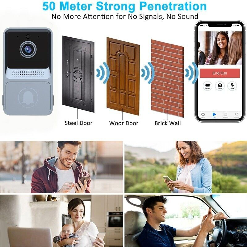 Thumbnail: Smart Wireless WiFi Doorbell Intercom Video Camera Door Ring Bell Chime Security