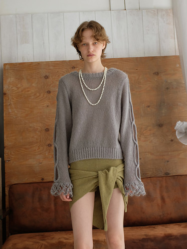 美品leinwande/Open Cable Sweater 美品leinwande/Open Cable Sweater Open Cable Sweater/Gray