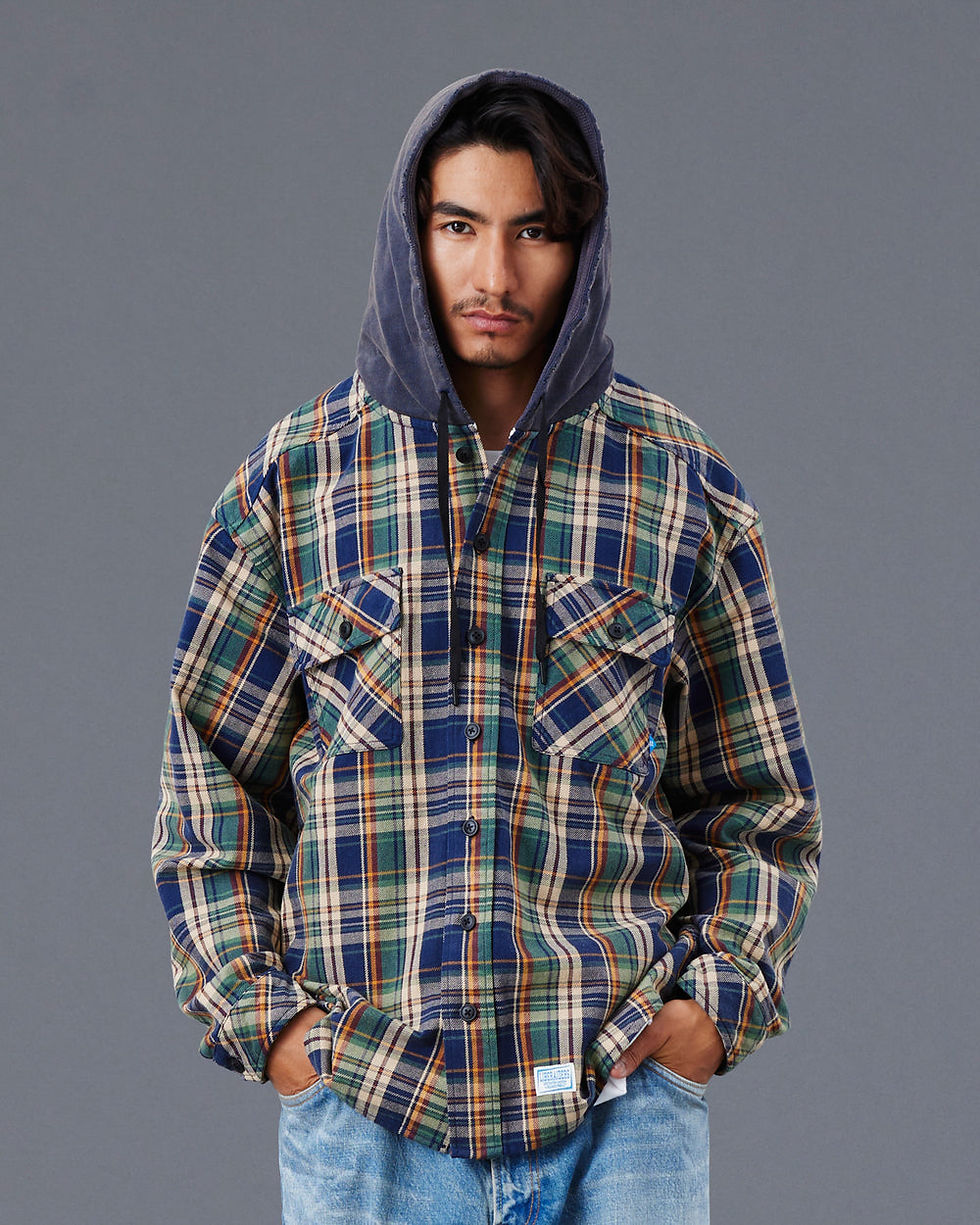 縮圖：LIBERAIDERS/  hooded plaid shirts