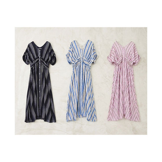 NE QUITTEZ PAS/Cotton Voile Stripe Waist Gather Dress | ROLY POLY