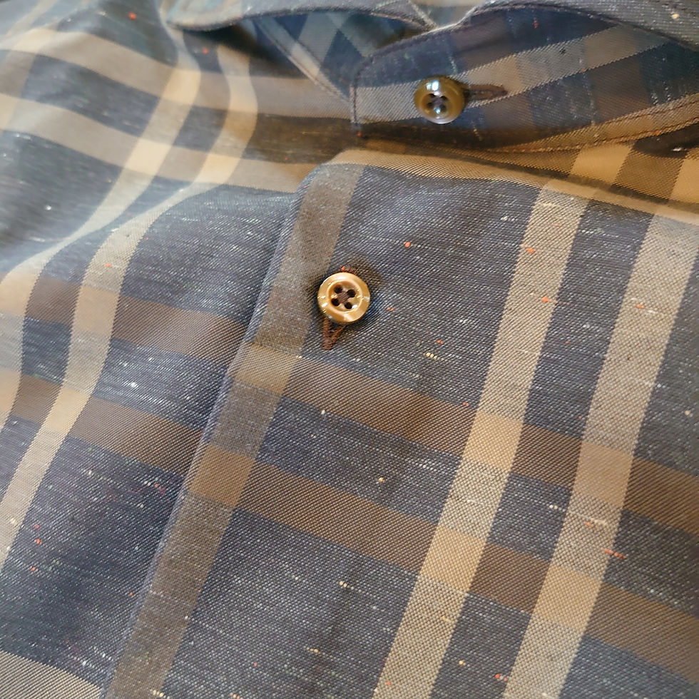 縮圖：SOLANDRINO 棕色格纹燕尾衬衫