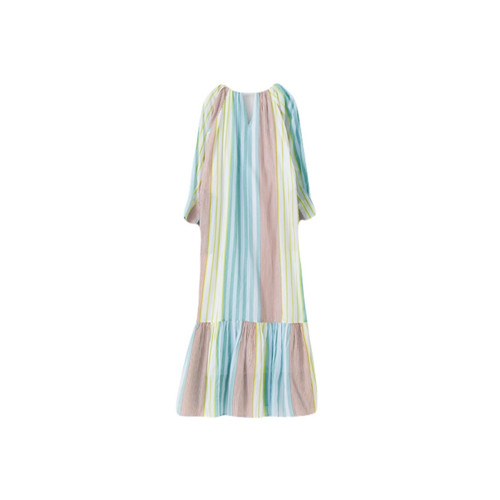 ヌキテパ コットンボイルギャザーネックドレス Cotton Voile Stripe Gather Neck Dress | Pasand by ne Quittez