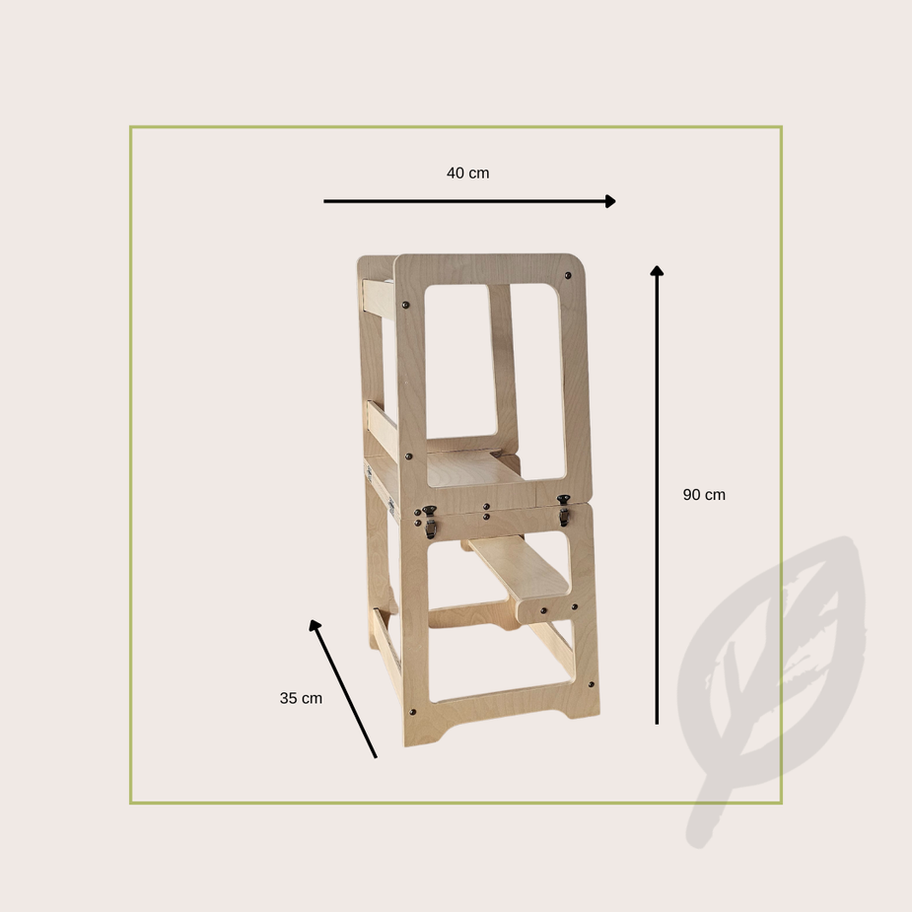 Maße des CLIFF STEPUP Lernturms 2in1: 90 × 35 × 40 cm