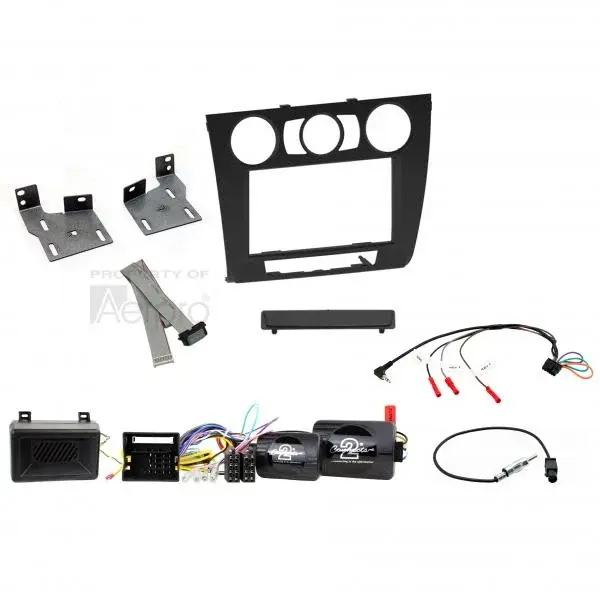 FP8228KM Double din black install kit to suit BMW - 1 series with MANual climate