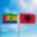 An illustration of the Albanian and Santomean flags, representing the e-visa requirements for citizens of Sao Tome and Principe.