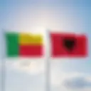 An illustration of the Albanian and Beninese flags, representing the e-visa requirements for citizens of Benin.