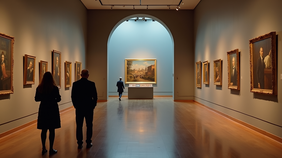 Eye level view of the art gallery inside the Museum of Art