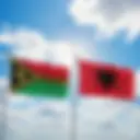 An illustration of the Albanian and Vanuatuan flags, representing the e-visa requirements for citizens of Vanuatu.
