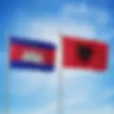 An illustration of the Albanian and Cambodian flags, representing the e-visa requirements for citizens of Cambodia.