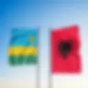 An illustration of the Albanian and Rwandan flags, representing the e-visa requirements for citizens of Rwanda.