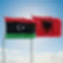 An illustration of the Albanian and Libyan flags, representing the e-visa requirements for citizens of Libya.