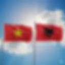 An illustration of the Albanian and Vietnamese flags, representing the e-visa requirements for citizens of Vietnam.