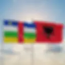 An illustration of the Albanian and Central African Republic flags, representing the e-visa requirements for its citizens.