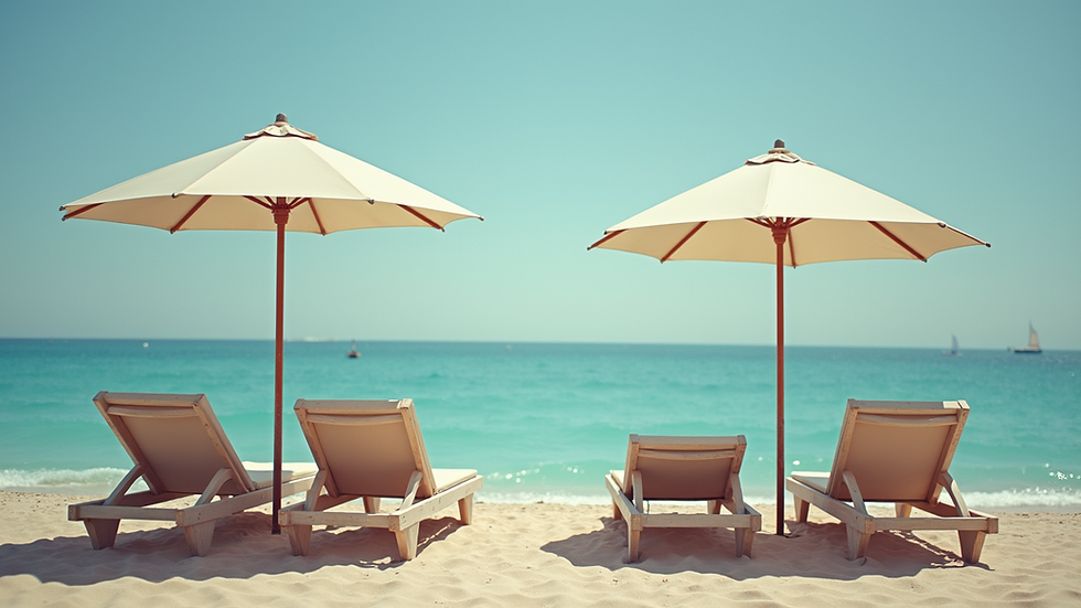 High angle view of umbrella and beach chairs on Costa del Sol