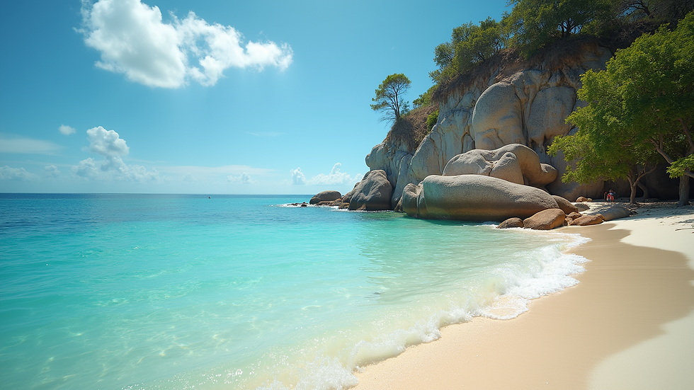 Wide angle view of crystal-clear water at Playa Los Cóbanos