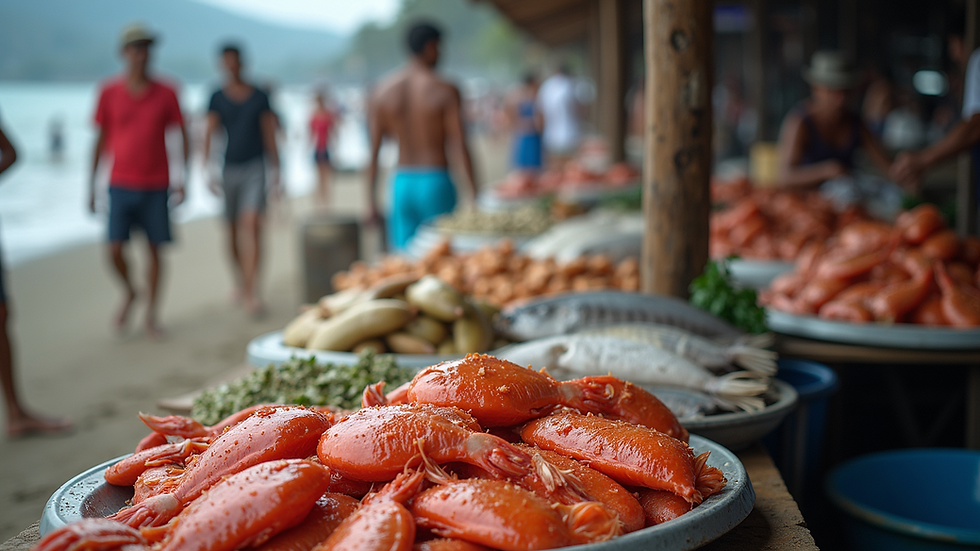 Eye-level view of local seafood market at Playa La Libertad