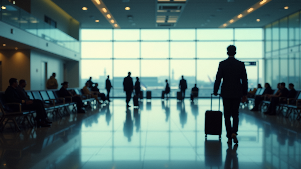 High angle view of busy airport departure lounge