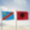 An illustration of the Albanian and a DR Congo flag, representing the e-visa requirements for citizens of the Democratic Republic of the Congo.