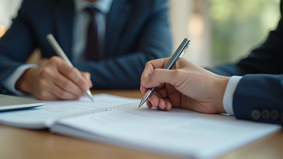 Close-up view of a candidate writing notes during a case study interview
