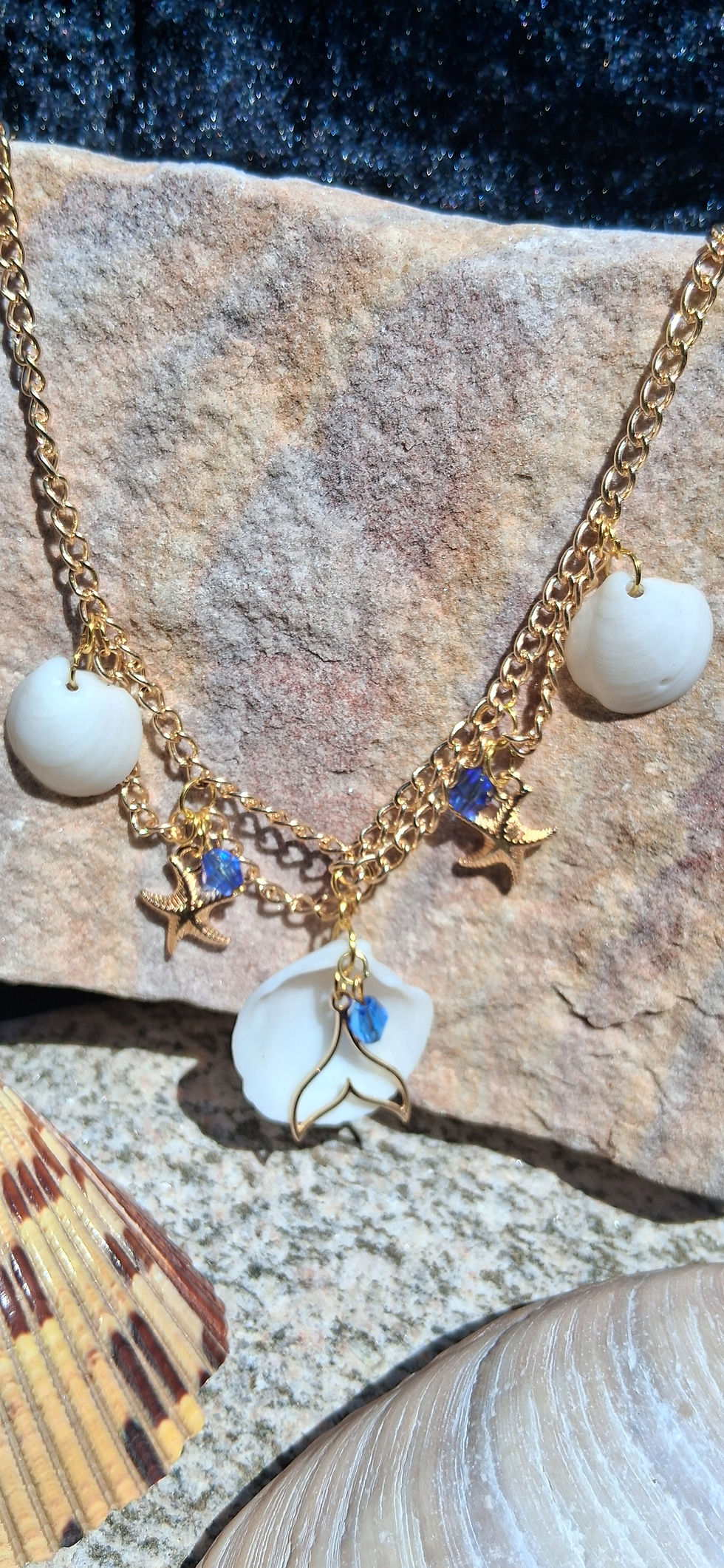Thumbnail: Sunlit Tides – Shell & Starfish Layered Necklace