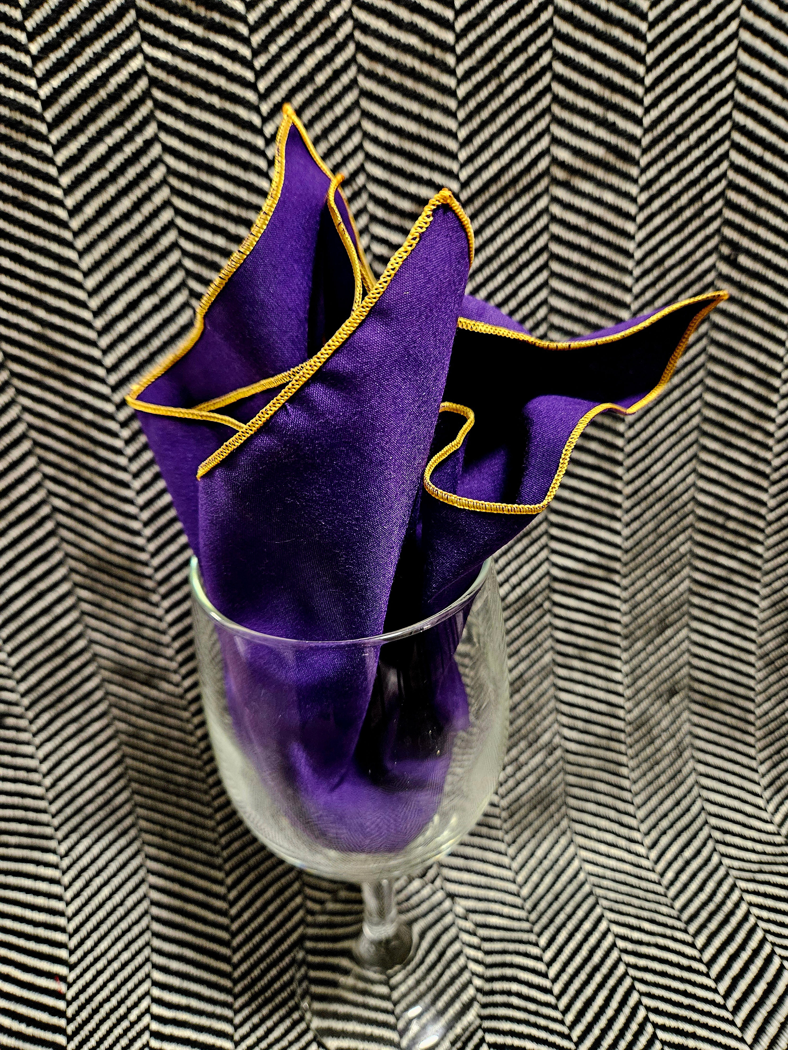 Royal Purple & Gold Border Pocket Square (Only)