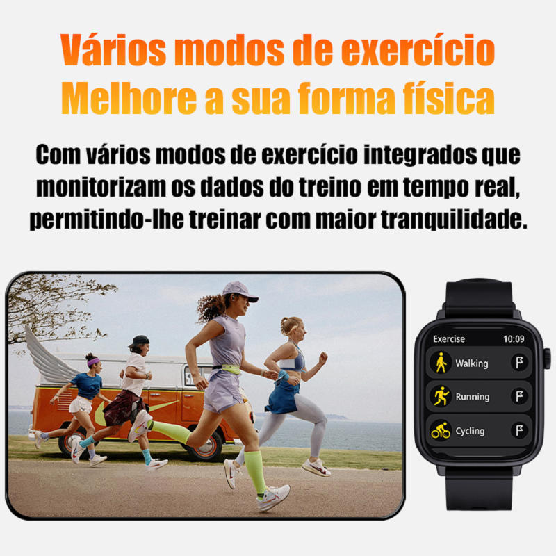 Miniatura: Relógio inteligente XIYUVEAR X12 com tela sensível ao toque de 1,83 polegadas, 