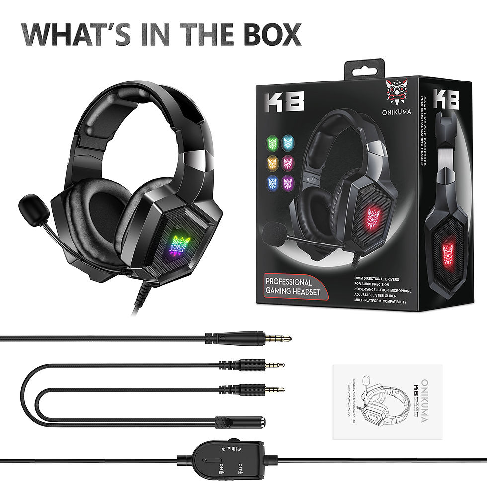 Miniatura: ONIKUMA K8 Gaming Headphones with Flexible HD Mic RGB Light Surround Sound Over-