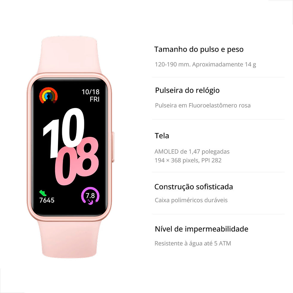 Miniatura: Smartwatch Huawei Band 10 AMOLED Rosa para Treinos