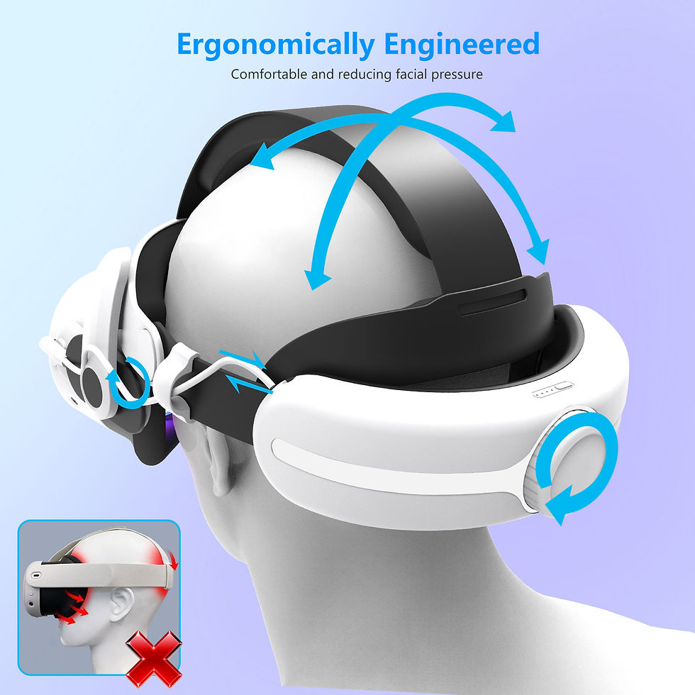 Miniatura: For Quest3S VR Headset 12000mAh Adjustable Charging Head Strap Elite Comfortable