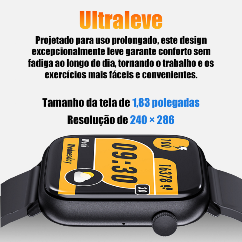 Miniatura: Relógio inteligente XIYUVEAR X12 com tela sensível ao toque de 1,83 polegadas, 