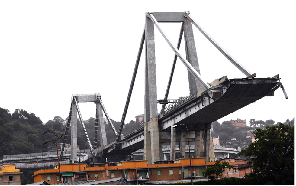 Effondrement du pont Morandi causé par la corrosion des aciers dans le béton